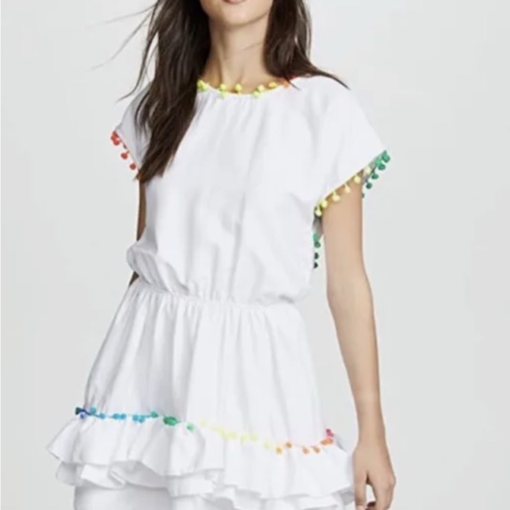 White Pom-Pom Trim Dress or Cover Up